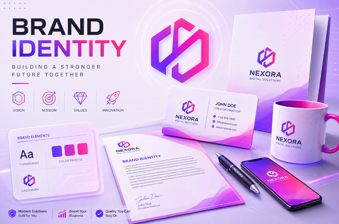 Professional brand identity design services including logo design, typography, and visual identity by A.I Digital Profile